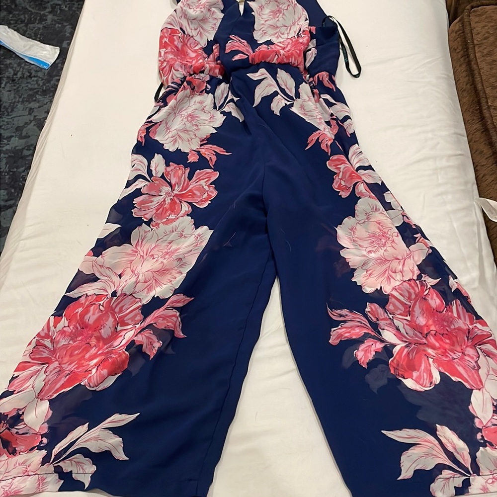 Blue/pink flower dress M